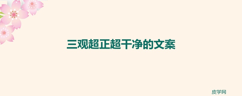 三观超正超干净的文案