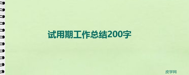 试用期工作总结200字