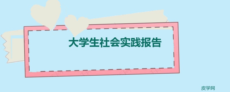 大学生社会实践报告
