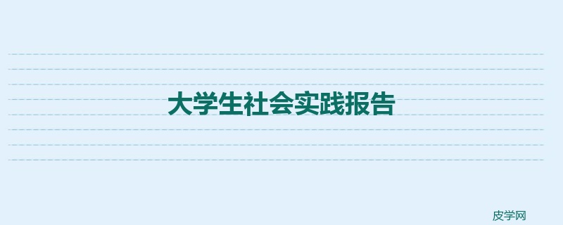 大学生社会实践报告
