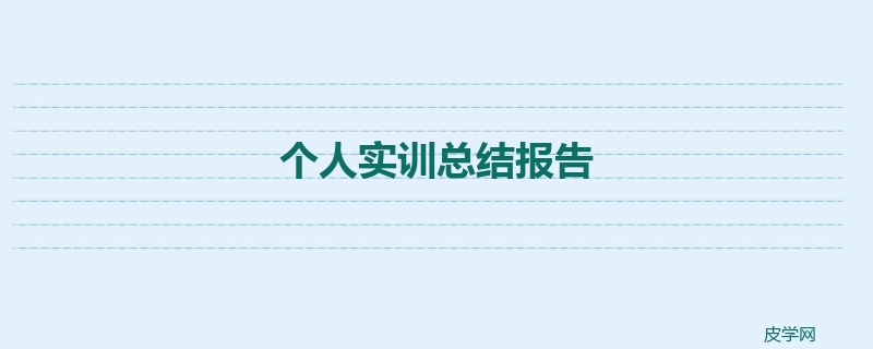 个人实训总结报告