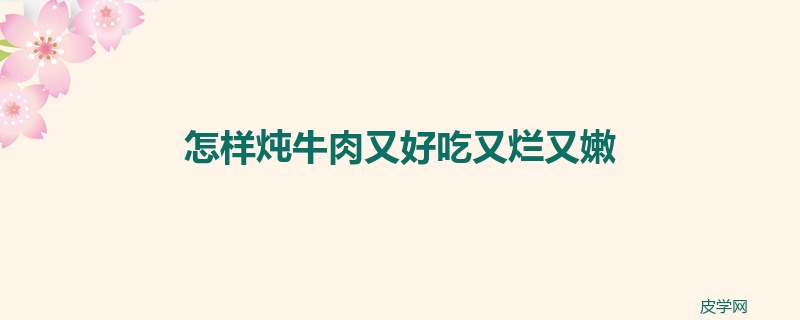 怎样炖牛肉又好吃又烂又嫩