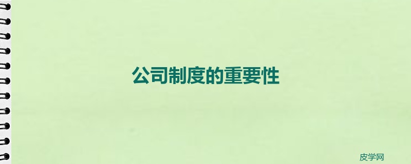 公司制度的重要性