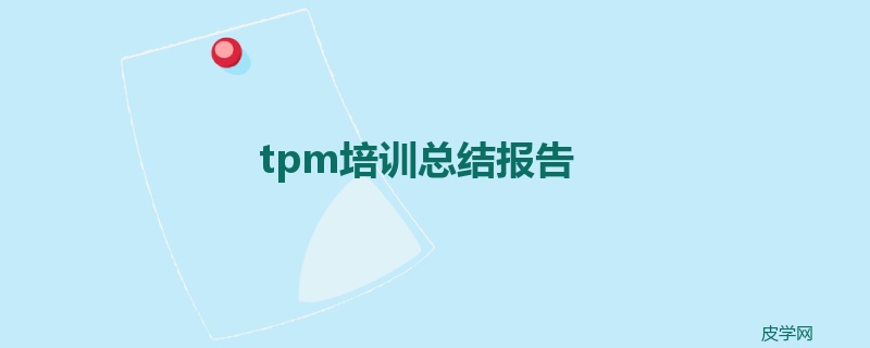 tpm培训总结报告