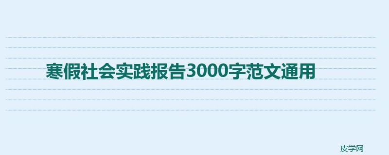 寒假社会实践报告3000字范文通用