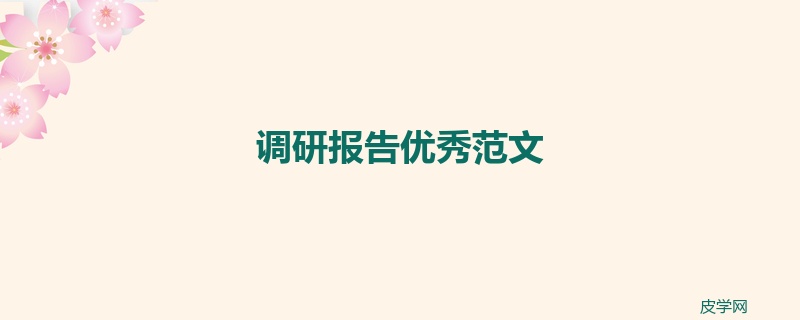 调研报告优秀范文