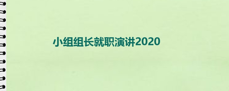 小组组长就职演讲2020