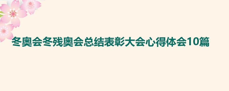 冬奥会冬残奥会总结表彰大会心得体会10篇