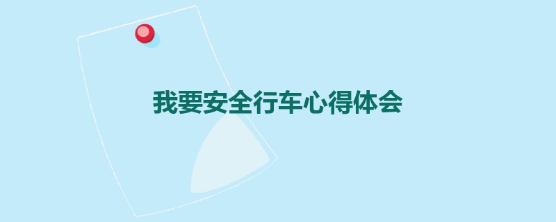 我要安全行车心得体会