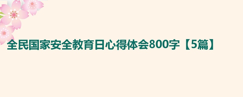 全民国家安全教育日心得体会800字【5篇】