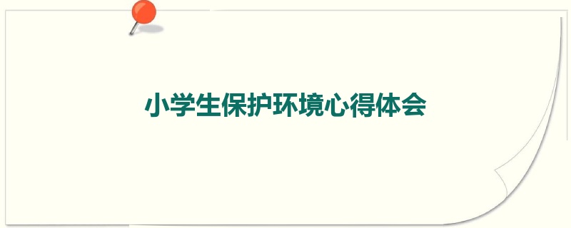 小学生保护环境心得体会