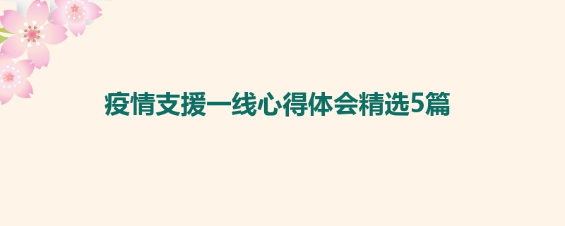 疫情支援一线心得体会精选5篇