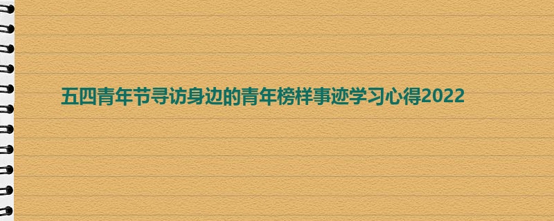 五四青年节寻访身边的青年榜样事迹学习心得2022