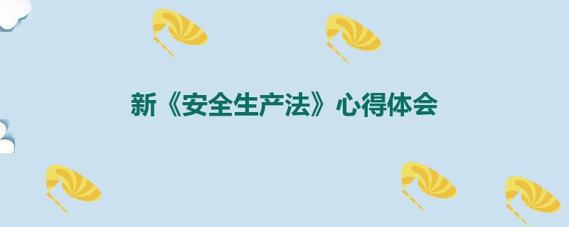 新《安全生产法》心得体会