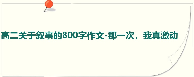 高二关于叙事的800字作文-那一次,我真激动