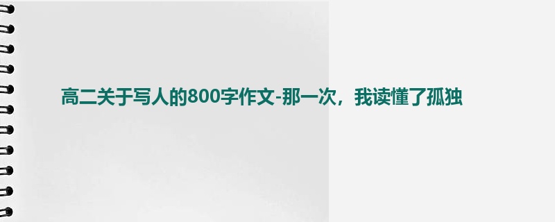 高二关于写人的800字作文-那一次,我读懂了孤独