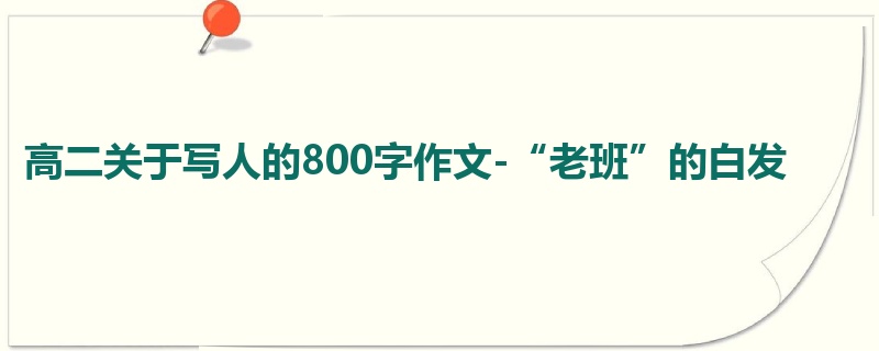 高二关于写人的800字作文-“老班”的白发
