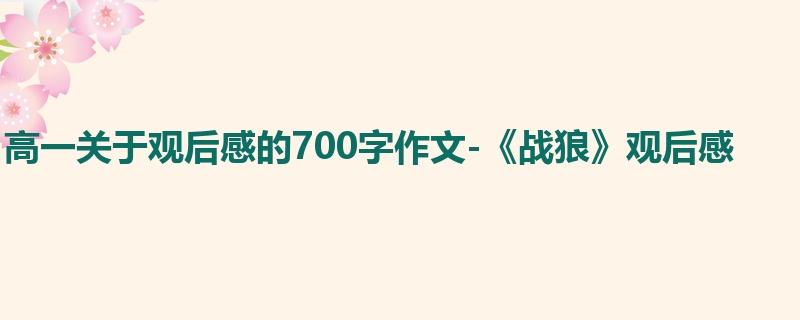 高一关于观后感的700字作文-《战狼》观后感