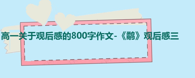 高一关于观后感的800字作文-《鹬》观后感三