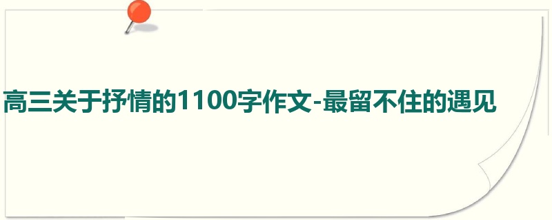 高三关于抒情的1100字作文-最留不住的遇见