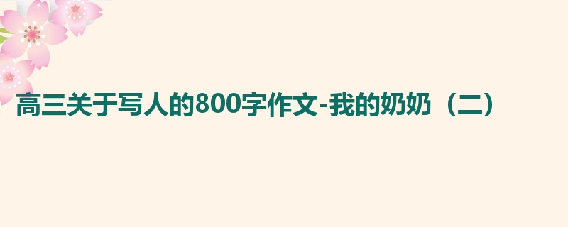 高三关于写人的800字作文-我的奶奶(二)