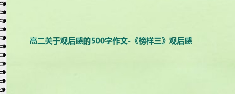 高二关于观后感的500字作文-《榜样三》观后感