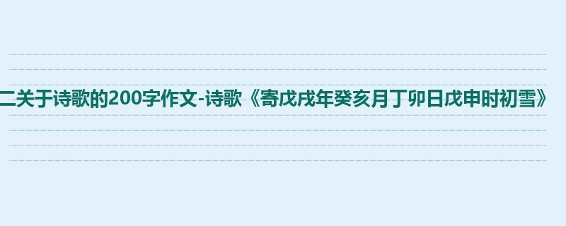 高二关于诗歌的200字作文-诗歌《寄戊戌年癸亥月丁卯日戊申时初雪》
