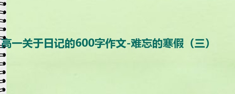 高一关于日记的600字作文-难忘的寒假(三)