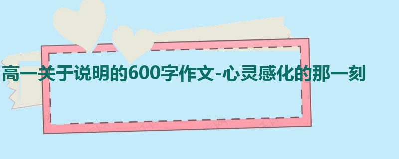 高一关于说明的600字作文-心灵感化的那一刻