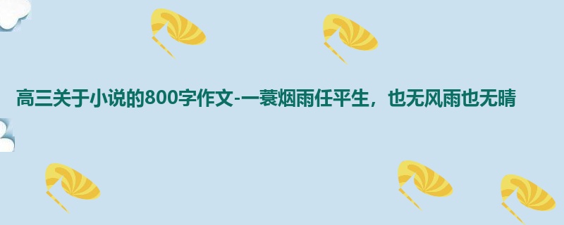 高三关于小说的800字作文-一蓑烟雨任平生,也无风雨也无晴