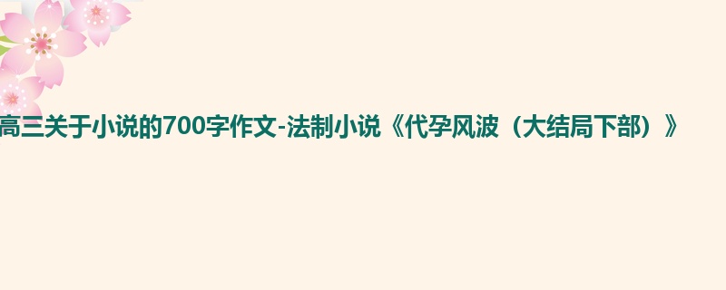 高三关于小说的700字作文-法制小说《代孕风波(大结局下部)》