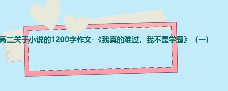 高二关于小说的1200字作文-《我真的难过,我不是学霸》(一)
