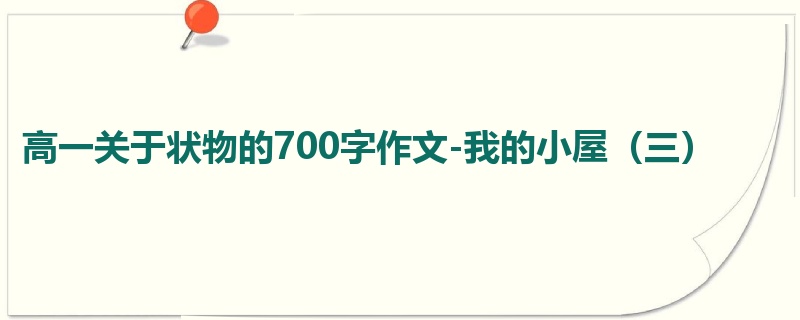 高一关于状物的700字作文-我的小屋(三)