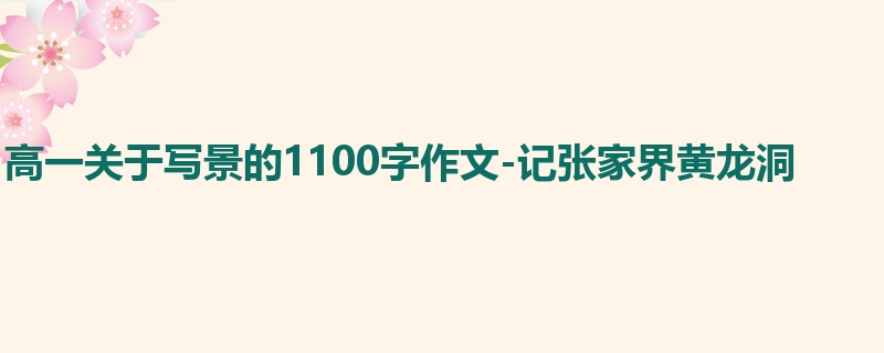 高一关于写景的1100字作文-记张家界黄龙洞
