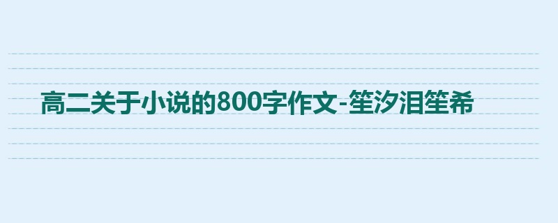 高二关于小说的800字作文-笙汐泪笙希