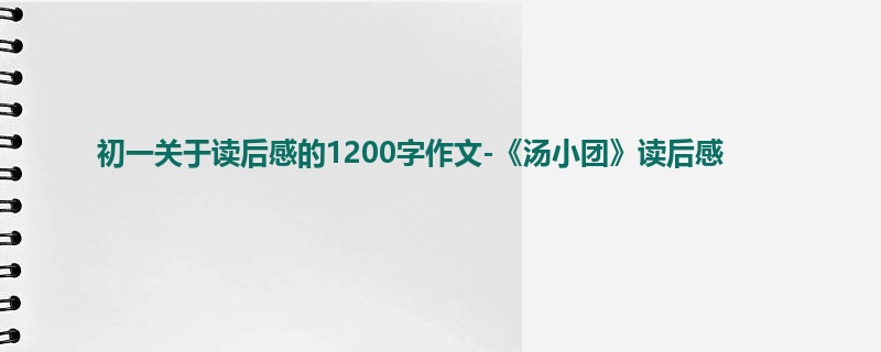 初一关于读后感的1200字作文-《汤小团》读后感