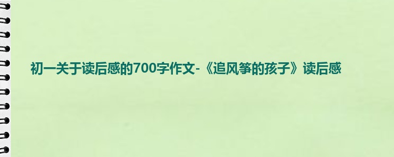 初一关于读后感的700字作文-《追风筝的孩子》读后感