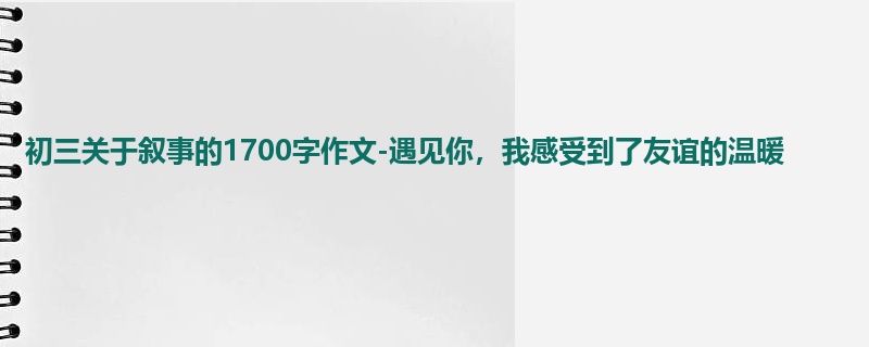初三关于叙事的1700字作文-遇见你,我感受到了友谊的温暖