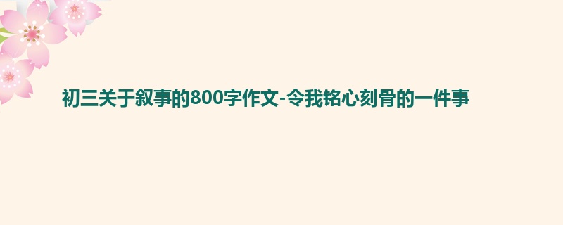 初三关于叙事的800字作文-令我铭心刻骨的一件事