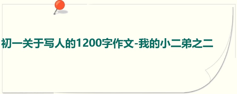 初一关于写人的1200字作文-我的小二弟之二