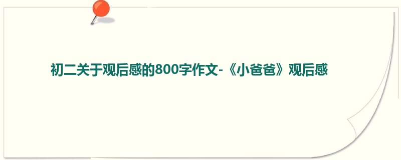 初二关于观后感的800字作文-《小爸爸》观后感