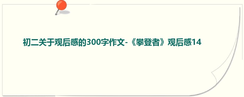初二关于观后感的300字作文-《攀登者》观后感14