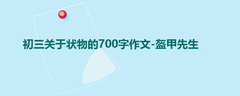 初三关于状物的700字作文-盔甲先生
