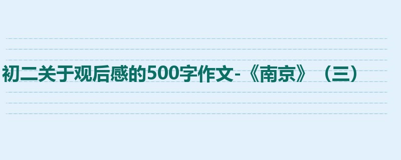 初二关于观后感的500字作文-《南京》(三)