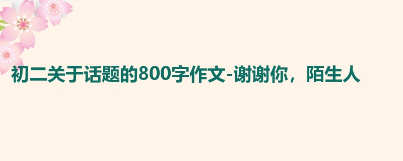 初二关于话题的800字作文-谢谢你，陌生人