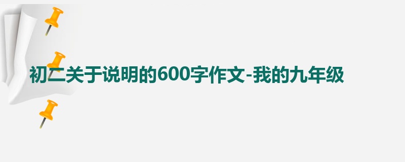 初二关于说明的600字作文-我的九年级
