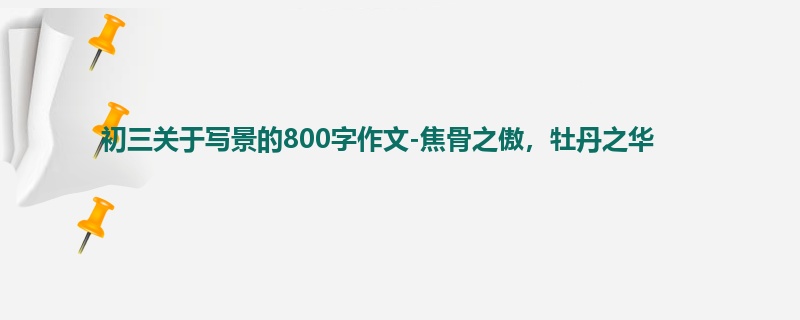 初三关于写景的800字作文-焦骨之傲,牡丹之华