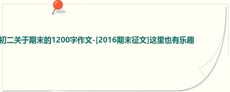 初二关于期末的1200字作文-[2016期末征文]这里也有乐趣