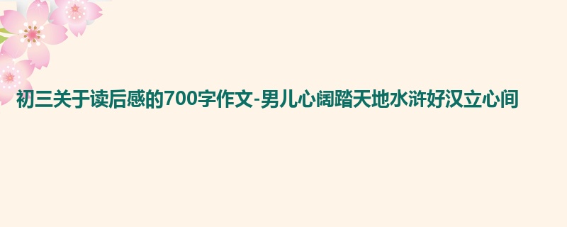 初三关于读后感的700字作文-男儿心阔踏天地水浒好汉立心间
