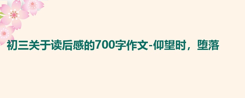 初三关于读后感的700字作文-仰望时,堕落